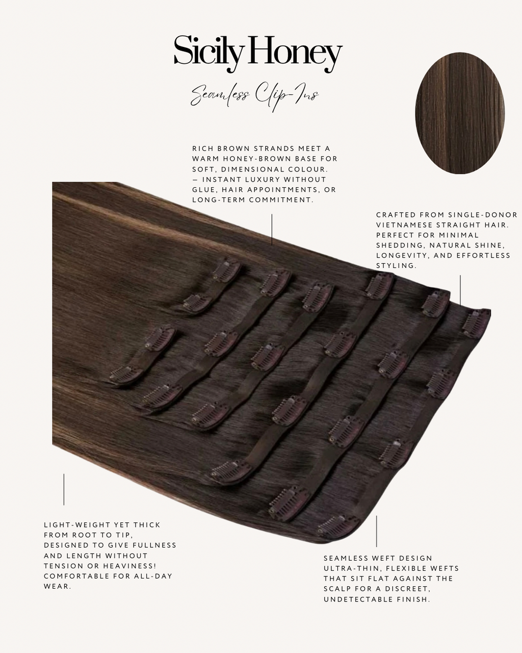 SICILY HONEY clip ins raw