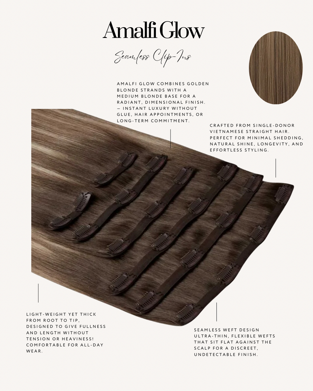 AMALFI GLOW clip ins raw