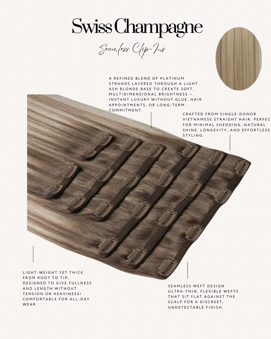 SWISS CHAMPAGNE clip ins raw